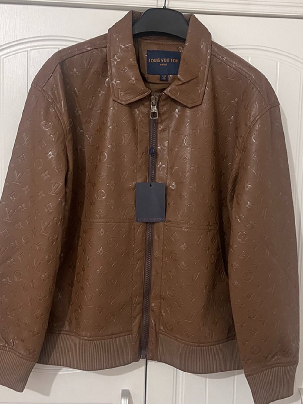 Louis Vuitton Embossed Monogram Brown Leather Jacket